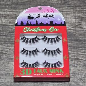 🪷4/$20 Christmas Eve 3D Faux Mink Eye Lashes 3 Pairs In Box
